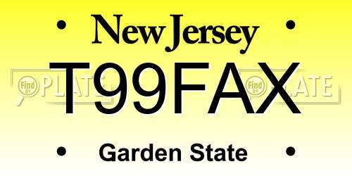 T99FAX New Jersey License Plate