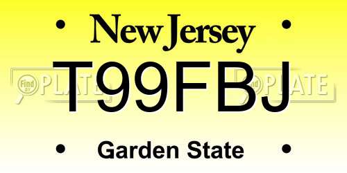 T99FBJ New Jersey License Plate