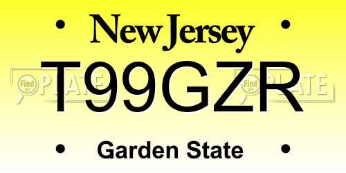T99GZR New Jersey License Plate