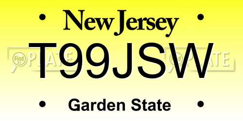 T99JSW New Jersey License Plate
