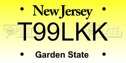 T99LKK New Jersey License Plate