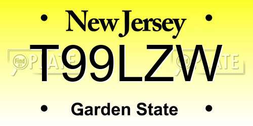 T99LZW New Jersey License Plate