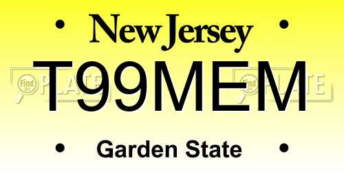 T99MEM New Jersey License Plate