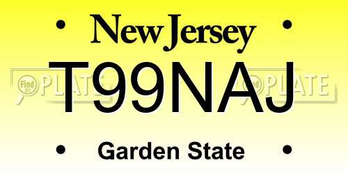T99NAJ New Jersey License Plate