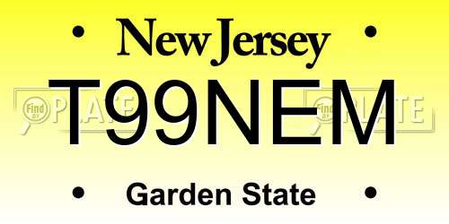 T99NEM New Jersey License Plate