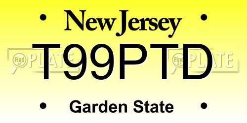 T99PTD New Jersey License Plate