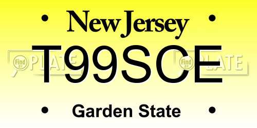 T99SCE New Jersey License Plate