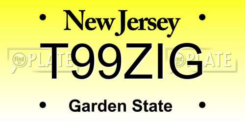T99ZIG New Jersey License Plate