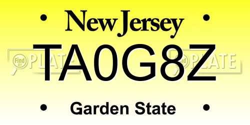 TA0G8Z New Jersey License Plate