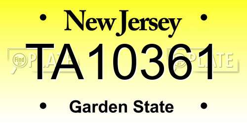 TA10361 New Jersey License Plate