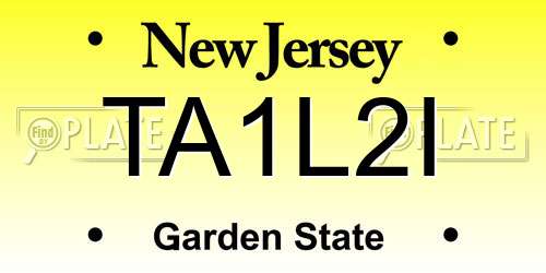 TA1L2I New Jersey License Plate
