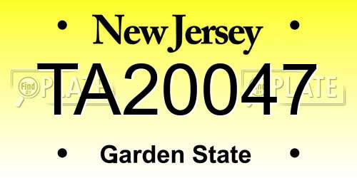 TA20047 New Jersey License Plate