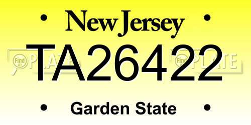 TA26422 New Jersey License Plate