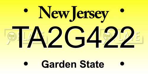 TA2G422 New Jersey License Plate