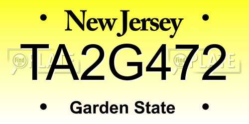 TA2G472 New Jersey License Plate