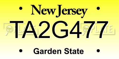 TA2G477 New Jersey License Plate