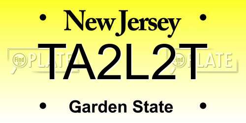 TA2L2T New Jersey License Plate