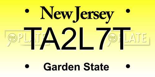 TA2L7T New Jersey License Plate