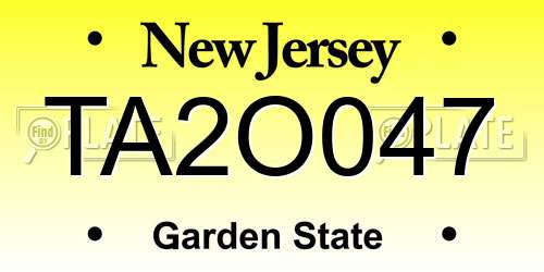 TA2O047 New Jersey License Plate