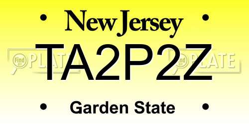 TA2P2Z New Jersey License Plate