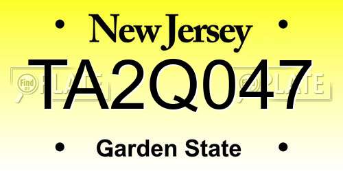 TA2Q047 New Jersey License Plate