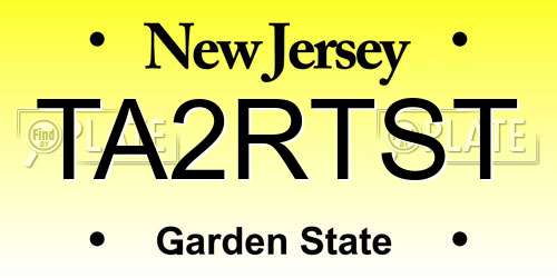 TA2RTST New Jersey License Plate