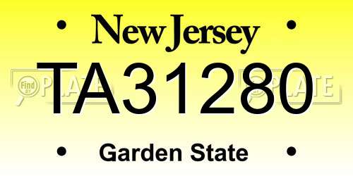 TA31280 New Jersey License Plate