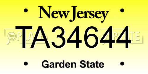 TA34644 New Jersey License Plate