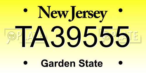 TA39555 New Jersey License Plate