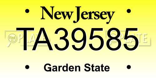 TA39585 New Jersey License Plate