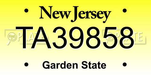 TA39858 New Jersey License Plate