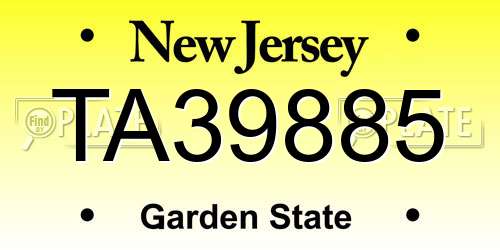 TA39885 New Jersey License Plate