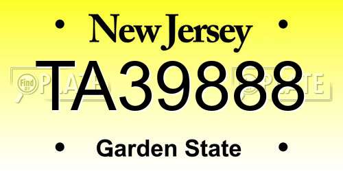 TA39888 New Jersey License Plate
