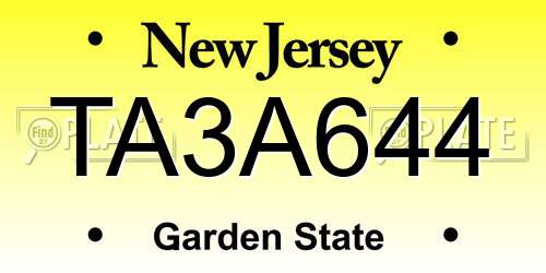 TA3A644 New Jersey License Plate