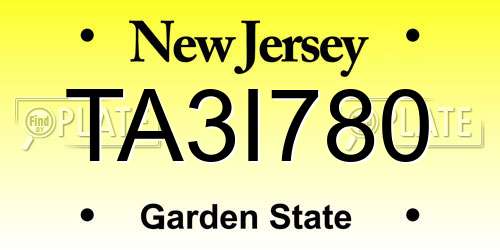 TA3I780 New Jersey License Plate