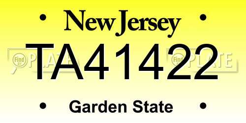 TA41422 New Jersey License Plate