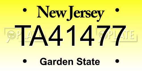 TA41477 New Jersey License Plate