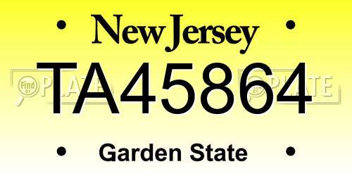 TA45864 New Jersey License Plate