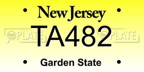 TA482 New Jersey License Plate