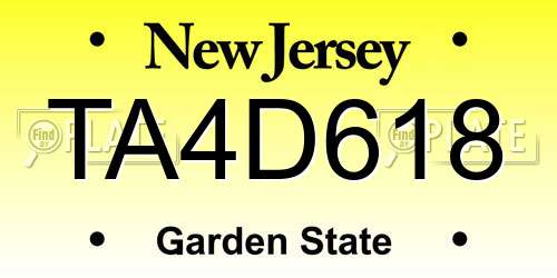 TA4D618 New Jersey License Plate