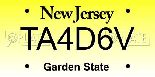 TA4D6V New Jersey License Plate