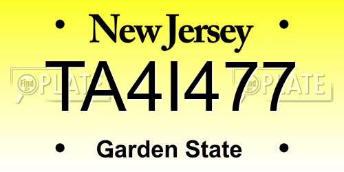 TA4I477 New Jersey License Plate