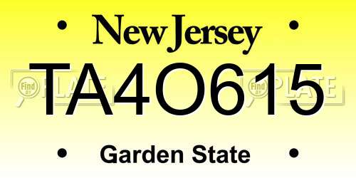 TA4O615 New Jersey License Plate