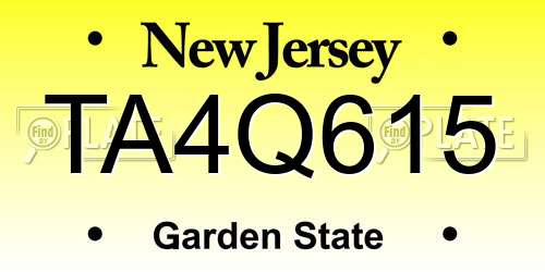 TA4Q615 New Jersey License Plate