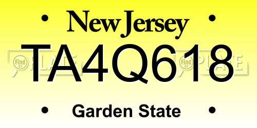TA4Q618 New Jersey License Plate