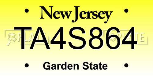 TA4S864 New Jersey License Plate
