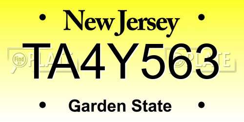 TA4Y563 New Jersey License Plate