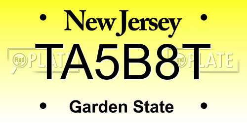 TA5B8T New Jersey License Plate