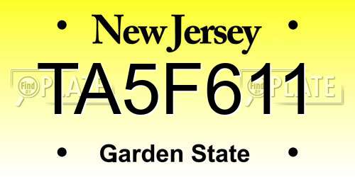 TA5F611 New Jersey License Plate
