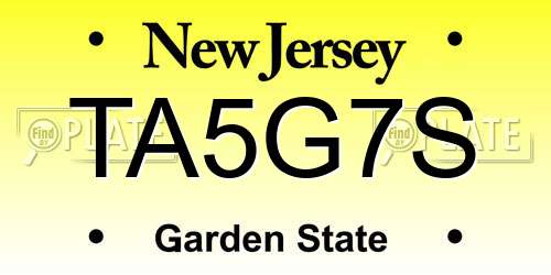 TA5G7S New Jersey License Plate